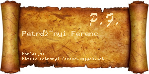 Petrányi Ferenc névjegykártya