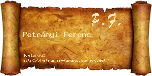 Petrányi Ferenc névjegykártya