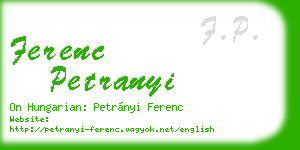 ferenc petranyi business card